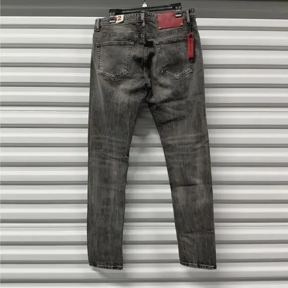 Anom Denim Hate Me Slim Fit Jeans Mens 32 Gray Wash Distressed Button Fly Street - Picture 2 of 10